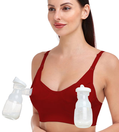 GXXGE Nursing Bra Support Pumping Bra Hands Free All in One Maternity Bra Comfortable Breast No Pad Pumps Bra