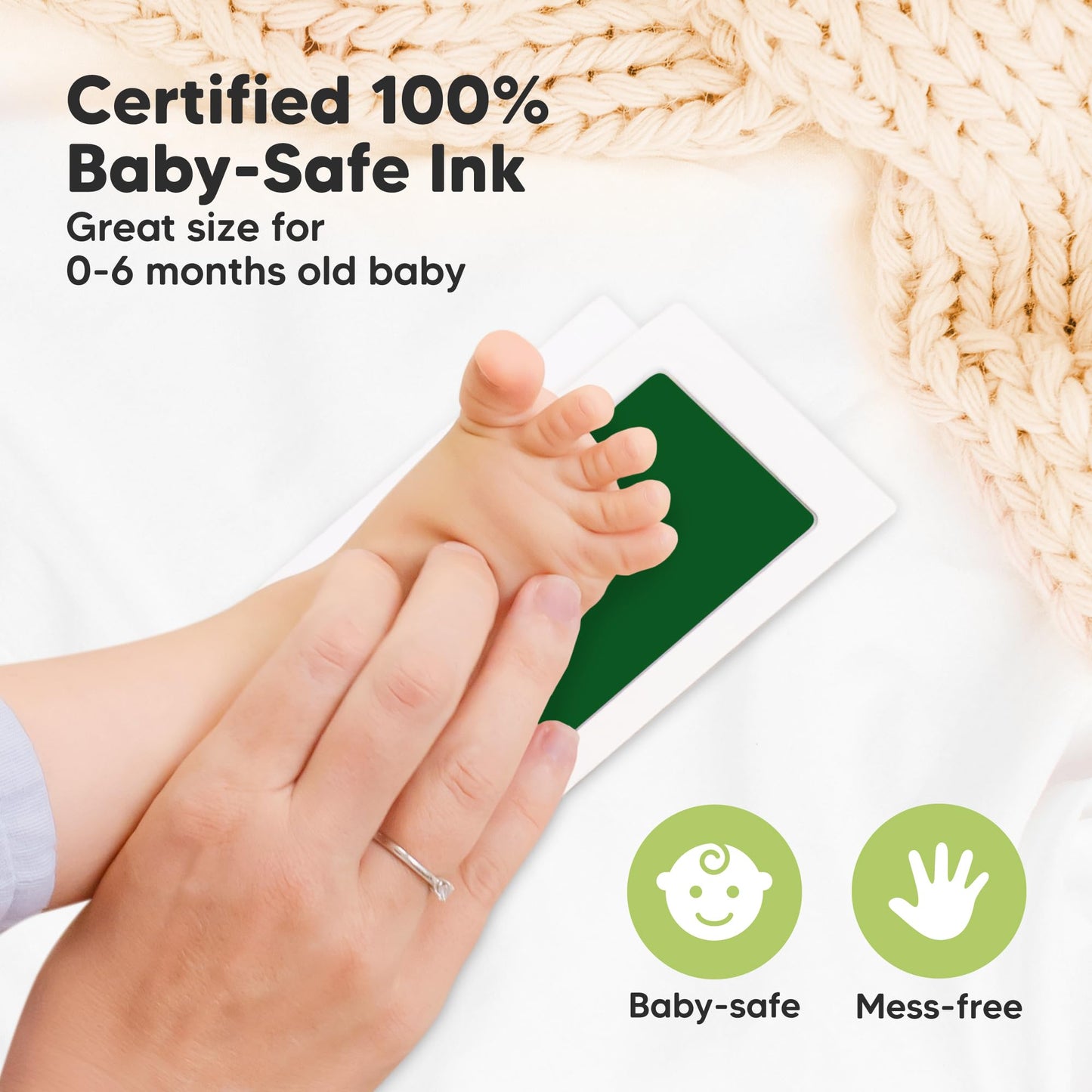 4-Pack Inkless Baby Hand and Footprint Kit - Mess Free Ink Pad for Newborn Keepsake, Dog Nose & Paw Print Kit, Clean Touch Ink Pad for Baby Hand & Footprints, First Mother's Day (Jet Black)