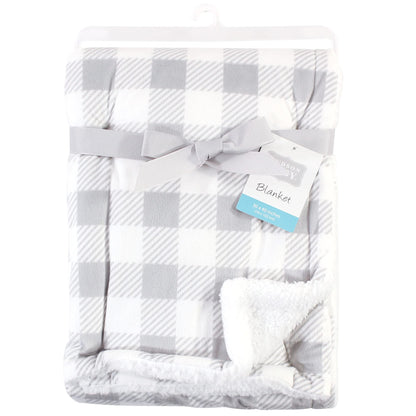 Hudson Baby Unisex Baby Plush Mink and Sherpa Blanket, Pink Floral, One Size