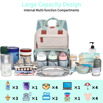 Diaper Bag Backpack, Baby Girl Diaper Bag for Mom, Large Pink Floral Diaper Bag Backpack for Girls, Waterproof Mom Backpack for Work Travel Holiday with Insulated Pockets and Stroller Straps