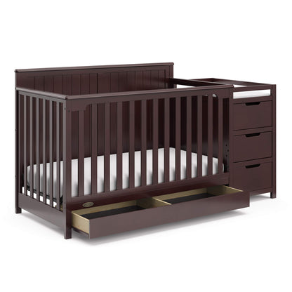 Graco Hadley 5-in-1 Convertible Crib & Changer – GREENGUARD Gold Certified, Fits Standard Crib Mattress, Converts to Toddler Bed and Full Bed, 4 Adjustable Mattress Heights (Pebble Gray)