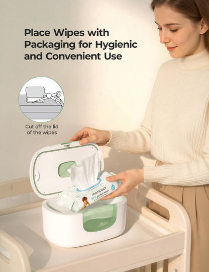 Momcozy Baby Wipe Warmer, Innovative Spring Design, Large Capacity Wipes Dispenser, Fast and Even Heating, 4 Modes of Temperature Heating Control, Diaper Wipe Warmer with Night Light