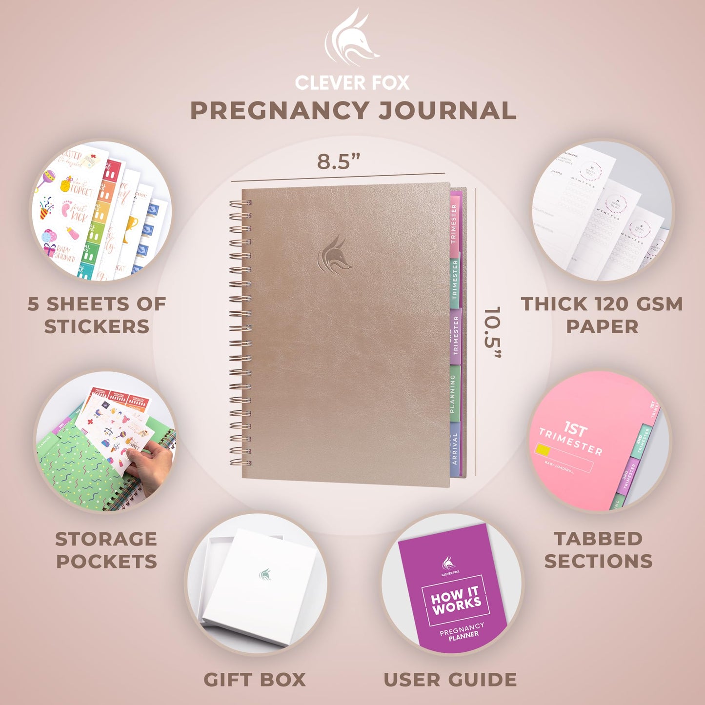 Clever Fox Pregnancy Journal & Memory Book - Pregnancy Planner & Notebook for Expecting Moms – Baby Keepsake, First Time Moms Gift (Lavender, 9" x 10.5")