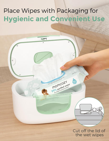 Momcozy Baby Wipe Warmer, Innovative Spring Design, Large Capacity Wipes Dispenser, Fast and Even Heating, 4 Modes of Temperature Heating Control, Diaper Wipe Warmer with Night Light