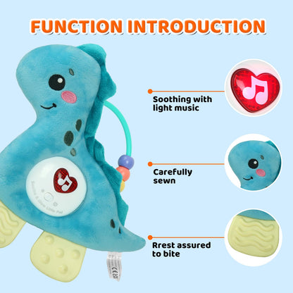Baby Musical Activity Soft Toys with Sound & Light, Sensory Toys for Infant Developmental with Teether, Rattle and Textures, Soft Plush Toy for Newborn Gift 6 to 12 Months (Pink Unicorn)