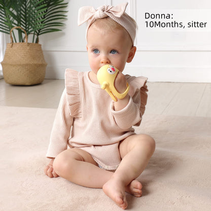 Smily Mia Penguin Teethers, Silicone TeethingToys for Babies 0-6Months, Baby Teethers for 3-6Months, Hand Teether for Infants, Teething/Teether Pacifiers for Infants, Light Purple
