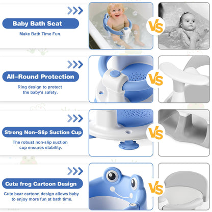 Baby Bath Seat for Babies 6 Months & up Non-Slip Toddler Bath Seats for Sitting Up Infant Bathtub Chair with Suction Cups and Soft Cushion for Baby Shower Tub Seat