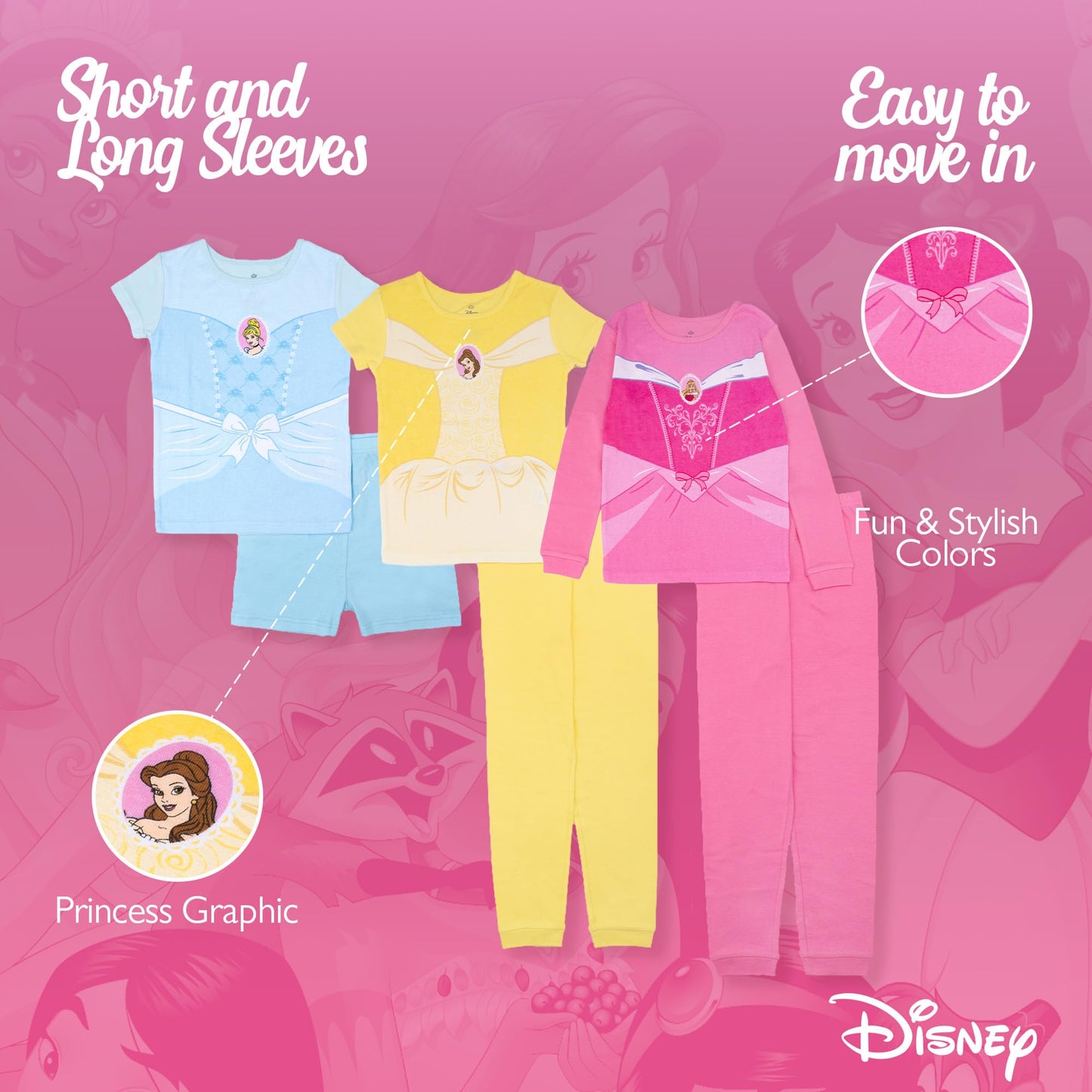 Disney Unisex Kids' 6-piece Snug-fit Cotton Matching Comfortable Pajama Set, Soft & Cute for Kids