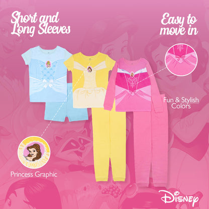 Disney Unisex Kids' 6-piece Snug-fit Cotton Matching Comfortable Pajama Set, Soft & Cute for Kids