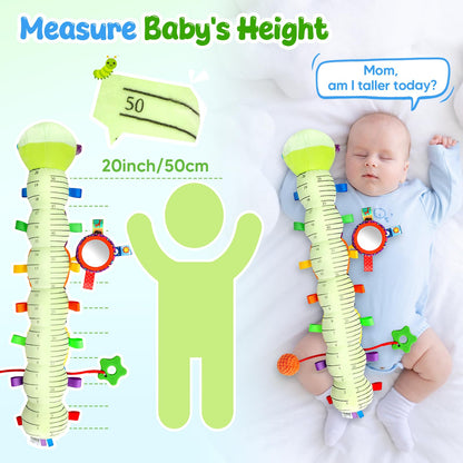 Baby Sensory Toys for 0-6 6-12 Months, Musical Stuffed Caterpillar Animal Toys for Infant 3 6 9 12 18 Months, Tummy Time Toys with Mirror Rattle Crinkle for Newborn Boys Girls Shower Gifts