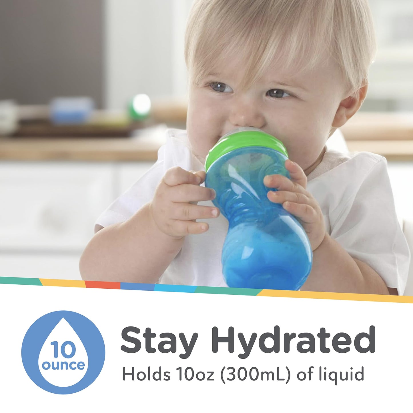 Nuby Clik-It Soft Spout No-Spill Easy Grip Sippy Cup - (3-Pack) 10 Oz - 6+ Months - Neutral