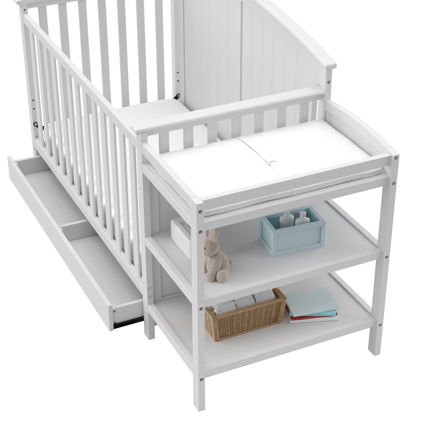 Storkcraft Steveston 5-in-1 Convertible Crib & Changer – GREENGUARD Gold Certified, Fits Standard Crib Mattress, Converts to Toddler Bed and Full Bed, 4 Adjustable Mattress Heights (Gray)