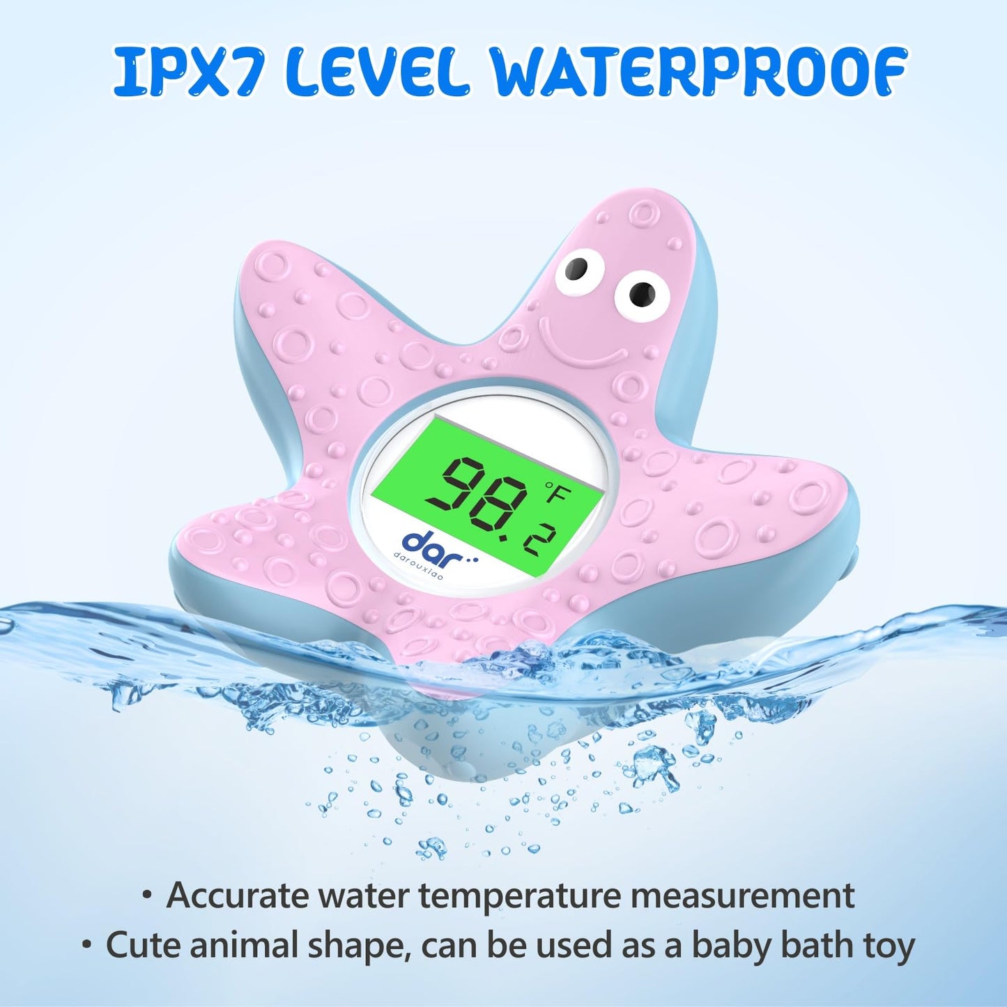 Baby Bath Thermometer, Digital Water Temperature Thermometers with 3 Color Backlit and Temperature Warning, Safety Bath Tube Thermometers Floating Toy for Infant, Toddler