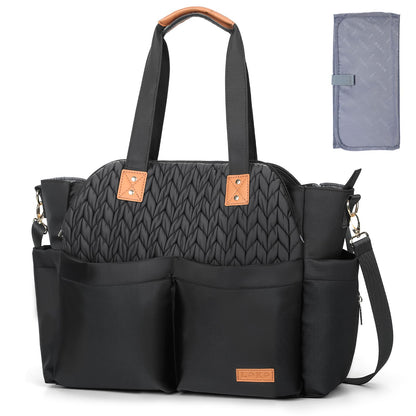 Lekebaby Diaper Bag Tote, 17 Pockets Large Travel Diaper Tote Waterproof with Portable Changing Pad, Mom Crossbody Hospital Bag for Labor Delivery, Baby Essentials for Newborn Gifts, Grey
