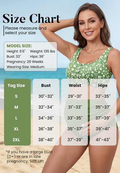 Zando High Waist Maternity Swimsuit Two Piece Pregnancy Swimwear Bikini Bathing Suits for Women Maternity Swimsuits