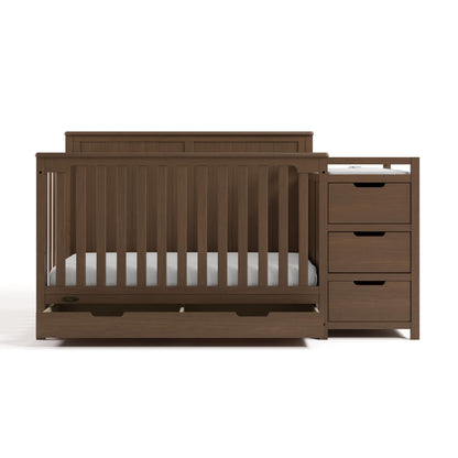 Graco Hadley 5-in-1 Convertible Crib & Changer – GREENGUARD Gold Certified, Fits Standard Crib Mattress, Converts to Toddler Bed and Full Bed, 4 Adjustable Mattress Heights (Pebble Gray)