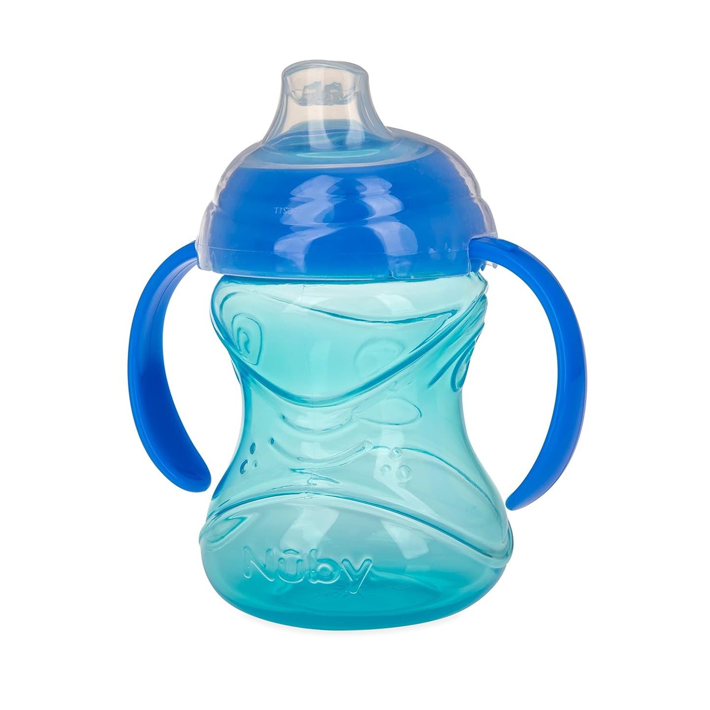 Nuby Clik-It Grip N' Sip Soft Spout No-Spill Training Sippy Cup with Handles - (3-Pack) 10 oz - 4+ Months - Aqua/Purple/Pink