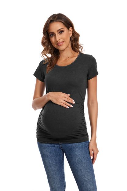 Smallshow Women's 4 Pack Maternity Shirts Short Sleeve Pregnancy Tops Clothes