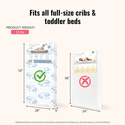 Dream On Me Twilight 5” 88 Coil Inner Spring Crib & Toddler Mattress – Brown Cloud, Greenguard Gold & BSA Certified, Waterproof & Stain-Resistant Cover, Fits Standard Full-Size Cribs & Toddler Beds