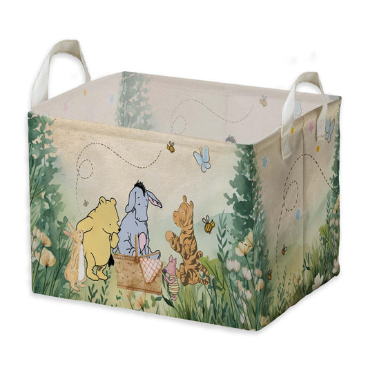 Winnie Nursery Decor, the Pooh Baby Stuff, Winnie Storage Nursery Basket, Large squarecanvas Laundry Hamper With A Waterproof PECoating, Foldable, Toys Bin, Baby Nursery HamperDecor, Star