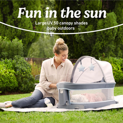Graco® Pack n Play Dome LX Playard with Baby Bassinet Lightweight Portable Crib Push-Button Fold Travel Crib Redmond Convertible