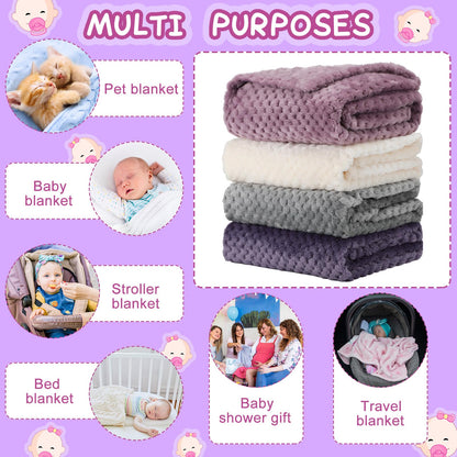 Frienda 4 Pcs Baby Fuzzy Blanket Fluffy Baby Blanket for Boys Girls Soft Warm Infant Newborn Toddler Receiving Nursery Bed Supplies, 32 x 24 Inch(Pink Color)