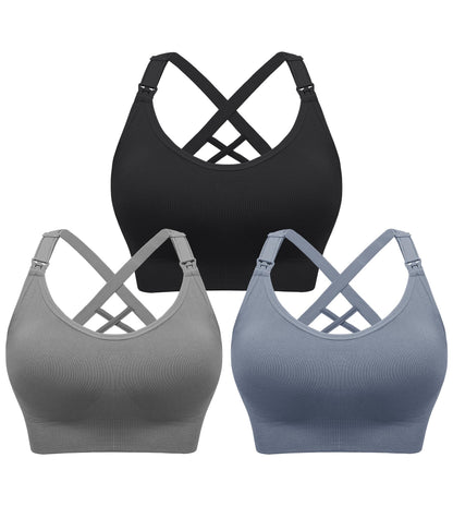 Angelhood Nursing Bras for Breastfeeding, Seamless Nursing Sports Bra Support Yoga Maternity Bras Pregnancy Sleep Bralette