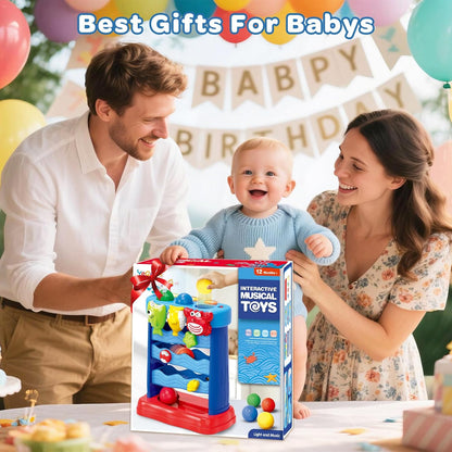 Toys for Toddlers 12-18 Months, Montessori Musical Toy for Baby 12-18 Months, Interactive Feeding Toy with Lights, Sensory Cause and Effect Game, Christmas Birthday Gifts for Boys Age 1-2 years old