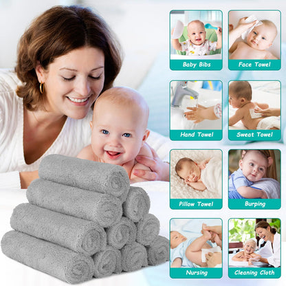HOMEXCEL Baby Washcloths 24 Pack-Microfiber Coral Fleece Baby Bath Face Towel 7 x 9 Inch Extra Absorbent and Soft Burp Cloth and Wash Cloths for Newborn-Infants and Toddlers-Gentle On Sensitive Skin