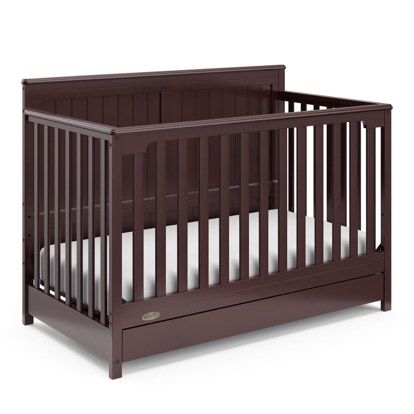 Graco Hadley 5-in-1 Convertible Crib & Changer – GREENGUARD Gold Certified, Fits Standard Crib Mattress, Converts to Toddler Bed and Full Bed, 4 Adjustable Mattress Heights (Pebble Gray)