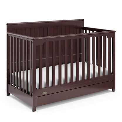 Graco Hadley 5-in-1 Convertible Crib & Changer – GREENGUARD Gold Certified, Fits Standard Crib Mattress, Converts to Toddler Bed and Full Bed, 4 Adjustable Mattress Heights (Pebble Gray)
