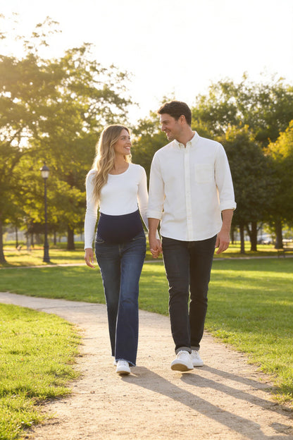 BLENCOT Maternity Jeans for Women Over Belly Pregnancy Pants Comfy Pregnant Jeans Flare Denim Jeans with Pockets