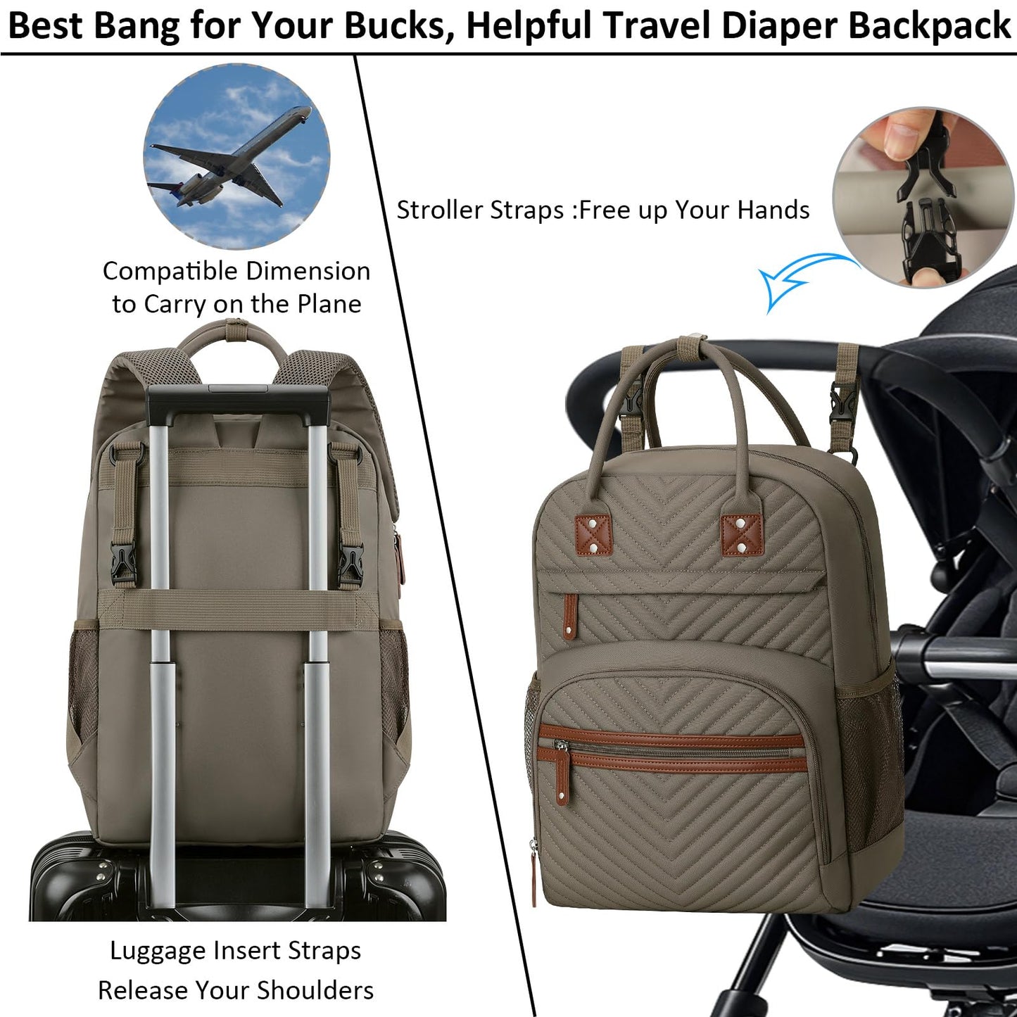 Tenot Diaper Bag Backpack for Women Large Capacity with Insulated Pockets Multifunctional Diaper Bags For Baby Girl Boy Waterproof Baby Bags For Mama Maternity Travel Bag Black