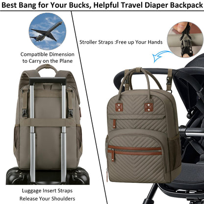 Tenot Diaper Bag Backpack for Women Large Capacity with Insulated Pockets Multifunctional Diaper Bags For Baby Girl Boy Waterproof Baby Bags For Mama Maternity Travel Bag Black