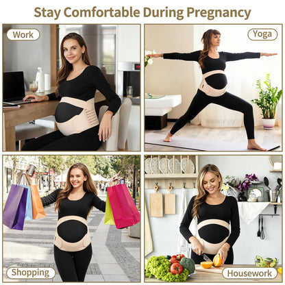 ChongErfei Maternity Belt, Pregnancy 3 in 1 Support Belt for Back/Pelvic/Hip Pain, Maternity Band Belly Support for Pregnancy Belly Support Band (L: Fit Ab 39.5"-51.3", Black)