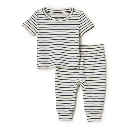 Amazon Essentials x Sofia Grainge Unisex Toddlers and Babies' Cotton Knit Short Sleeve Shirt & Pants Set