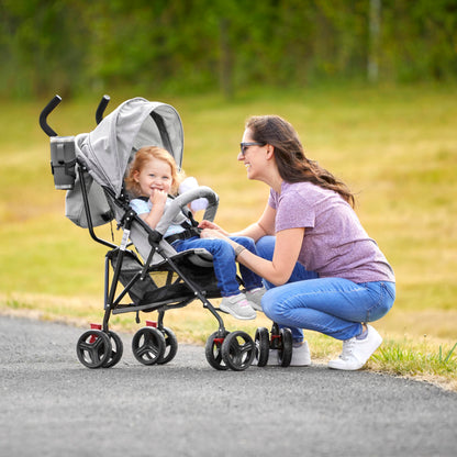 Dream On Me Vista Moonwalk Baby Stroller, Lightweight Travel Umbrella Stroller with Compact Fold, Smooth Ride Wheels, Multi-Position Recline, Spacious Storage Basket with Cup Holder, Light Gray