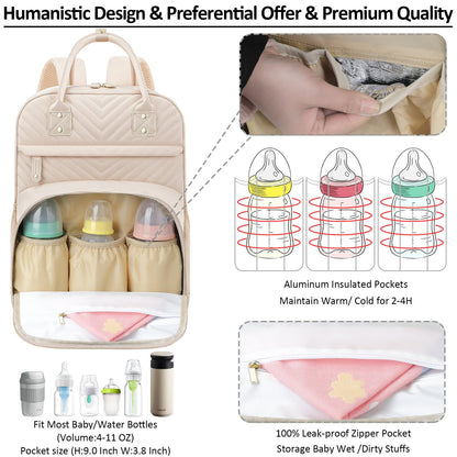 Tenot Diaper Bag Backpack for Women Large Capacity with Insulated Pockets Multifunctional Diaper Bags For Baby Girl Boy Waterproof Baby Bags For Mama Maternity Travel Bag Black