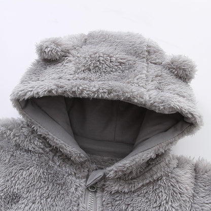 Babymine Newborn Baby Jumpsuit Hooded Fleece Rompers Long Sleeve Onesie Outwear Outfits