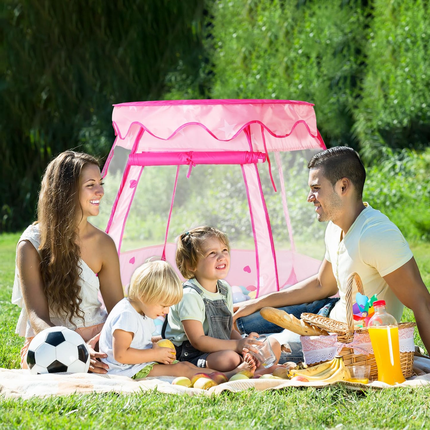 Baby Ball Pit for Toddler with 50 Balls, Pop Up Princess Tent with Star Lights for 1 2 3 Year Old Birthday Gift, 12-18 Months Baby Girl Toys with Carrying Bag, Indoor&Outdoor Play Tent for Kids
