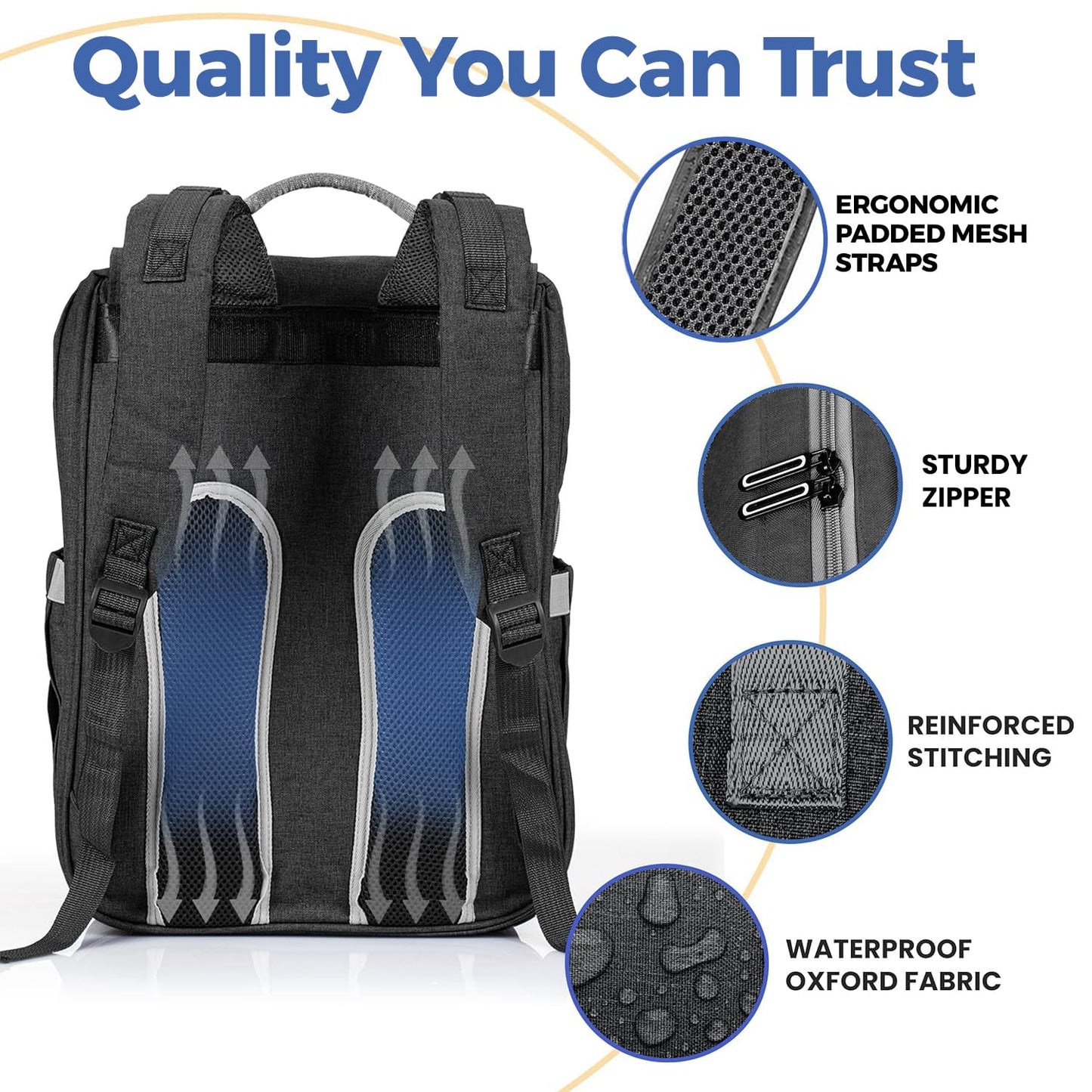 PILLANI Baby Diaper Bag Backpack - Baby Bag for Girls & Boys, Large Waterproof Toddler Diaper Backpack - Baby Shower Gifts & Registry Must Haves - Travel Diaper Bags with Changing Pad - Newborn Stuff