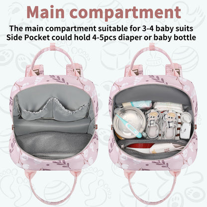 Diaper Bag Backpack, Baby Girl Diaper Bag for Mom, Large Pink Floral Diaper Bag Backpack for Girls, Waterproof Mom Backpack for Work Travel Holiday with Insulated Pockets and Stroller Straps