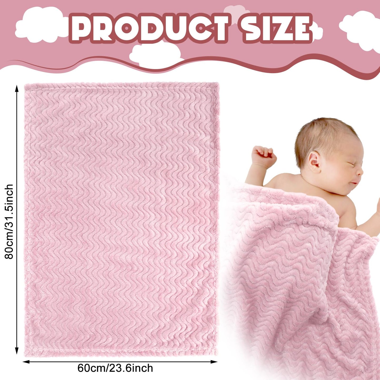 Frienda 4 Pcs Baby Fuzzy Blanket Fluffy Baby Blanket for Boys Girls Soft Warm Infant Newborn Toddler Receiving Nursery Bed Supplies, 32 x 24 Inch(Pink Color)
