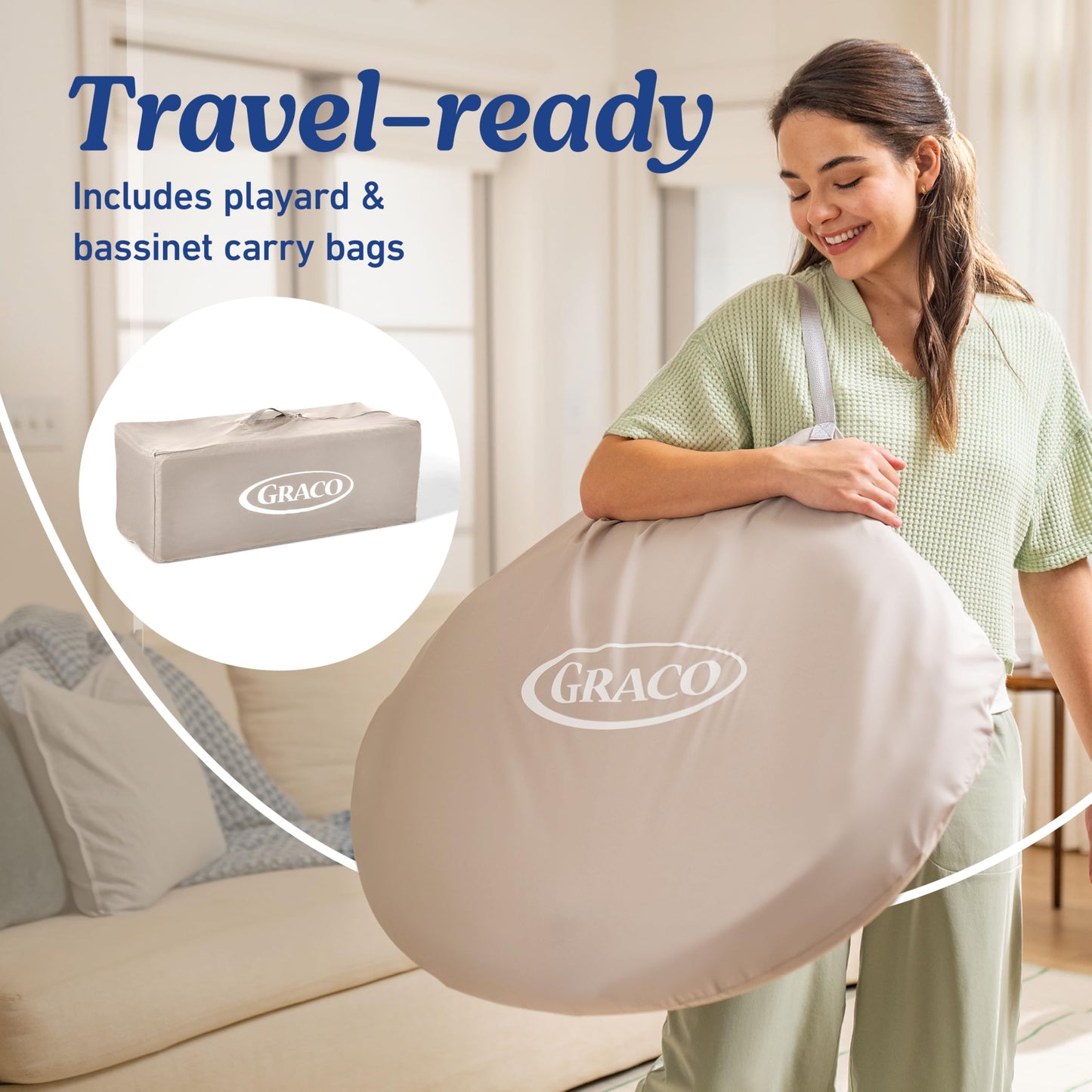 Graco® Pack n Play Dome LX Playard with Baby Bassinet Lightweight Portable Crib Push-Button Fold Travel Crib Redmond Convertible