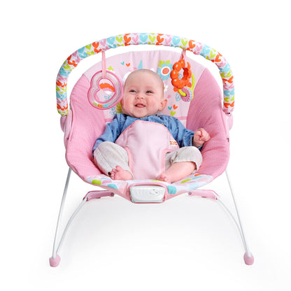 Bright Starts Baby Bouncer Soothing Vibrations Infant Seat - Removable -Toy Bar, Nonslip Feet, 0-6 Months Up to 20 lbs (Safari Fun)