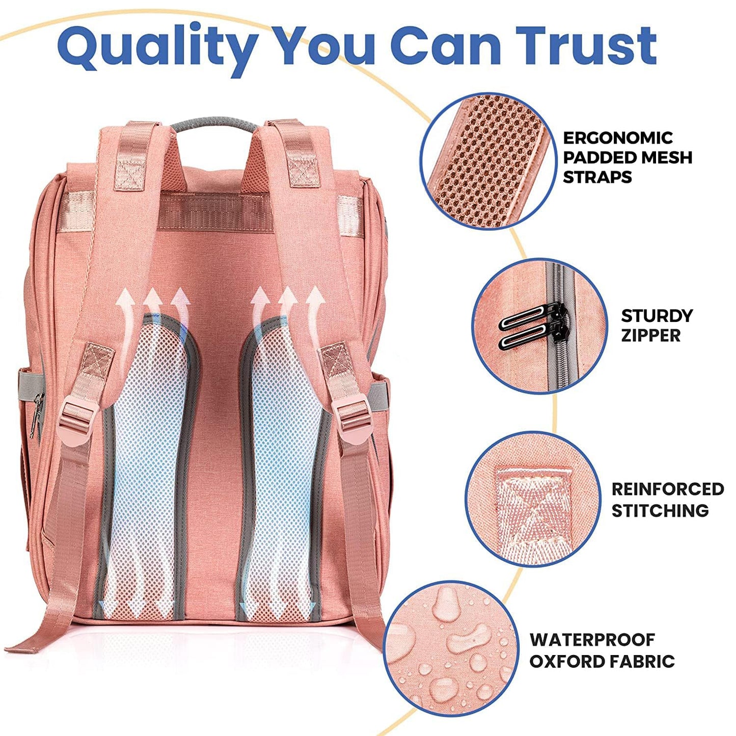 PILLANI Baby Diaper Bag Backpack - Baby Bag for Girls & Boys, Large Waterproof Toddler Diaper Backpack - Baby Shower Gifts & Registry Must Haves - Travel Diaper Bags with Changing Pad - Newborn Stuff