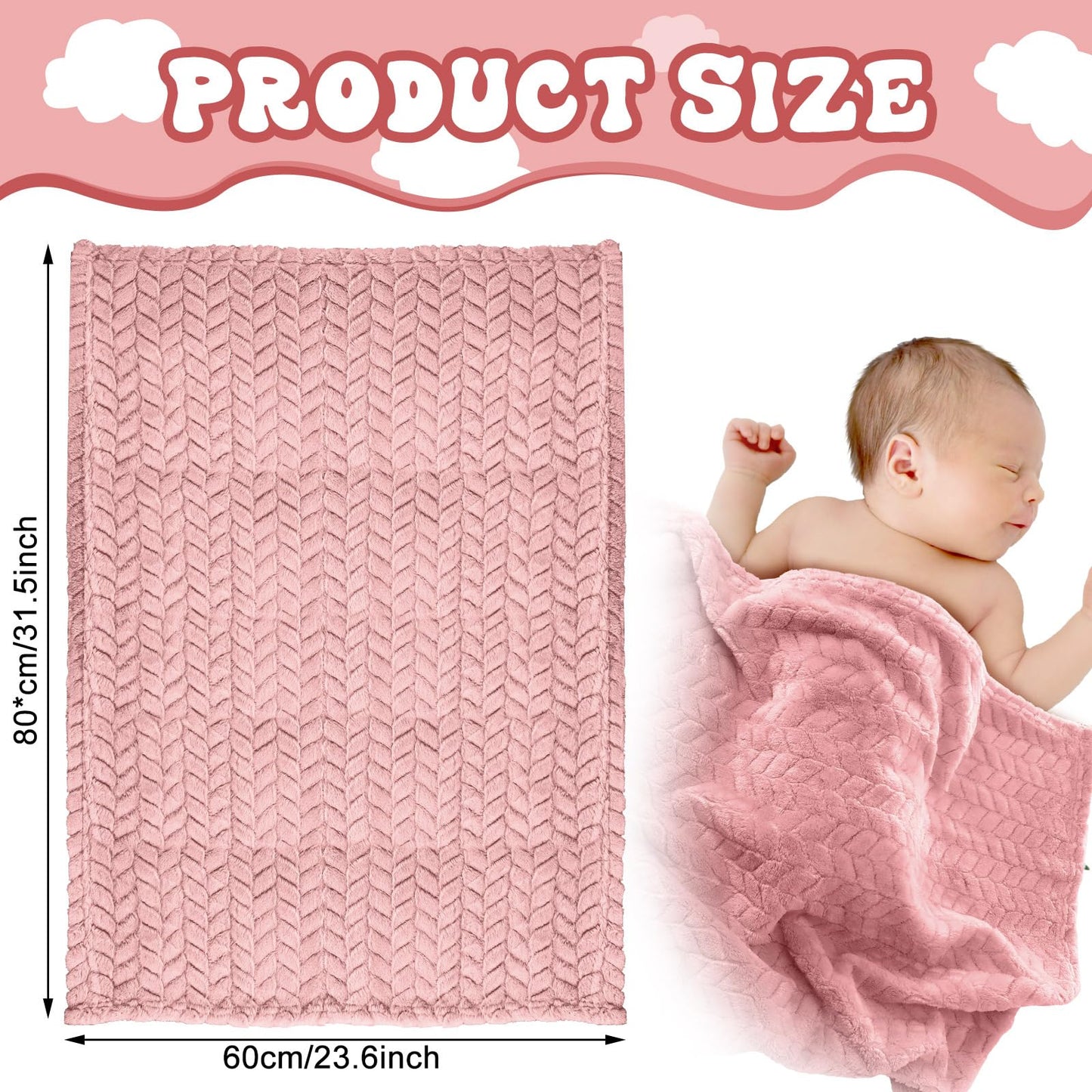 Frienda 4 Pcs Baby Fuzzy Blanket Fluffy Baby Blanket for Boys Girls Soft Warm Infant Newborn Toddler Receiving Nursery Bed Supplies, 32 x 24 Inch(Pink Color)