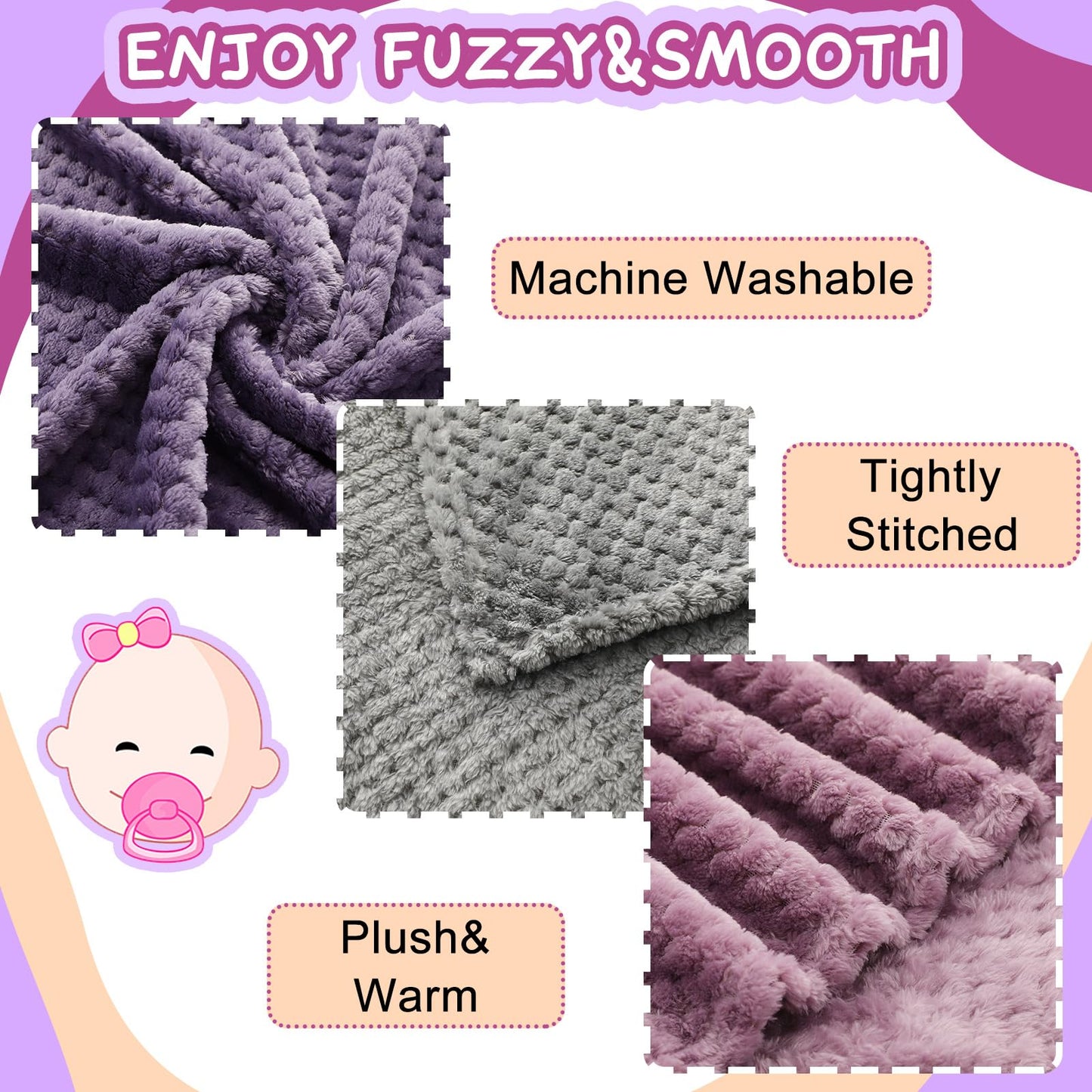 Frienda 4 Pcs Baby Fuzzy Blanket Fluffy Baby Blanket for Boys Girls Soft Warm Infant Newborn Toddler Receiving Nursery Bed Supplies, 32 x 24 Inch(Pink Color)
