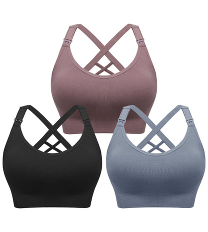 Angelhood Nursing Bras for Breastfeeding, Seamless Nursing Sports Bra Support Yoga Maternity Bras Pregnancy Sleep Bralette