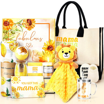 New Mom Gifts & Baby Girl Gift Set for Newborn,Baby Girl Gift Basket with Baby Milestone Blanket,Pregnancy Gifts for Expecting Mom,New Mom Care Package After Baby, Pregnancy Gifts for Women and Baby